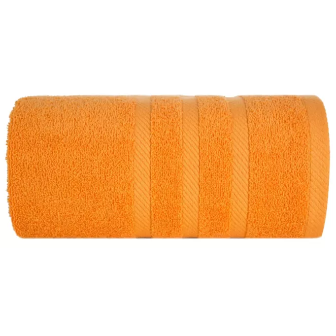 Ręcznik kąpielowy 100x150 cm bawełniany kolor pomarańczowy z ozdobną bordiurą 500 g/m2 MILO Eurofirany