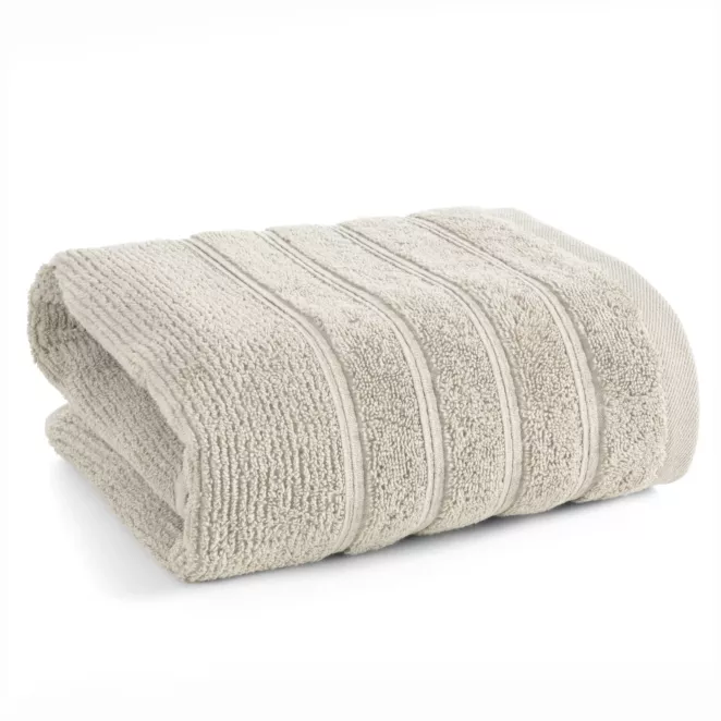 Ręcznik kąpielowy 70x140 cm bawełniany kolor beżowy w błyszczące paseczki AMIRA Eurofirany