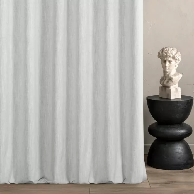 Zasłona szyta na przelotkach kremowa z tkaniny o naturalnym splocie z efektem melanżu
