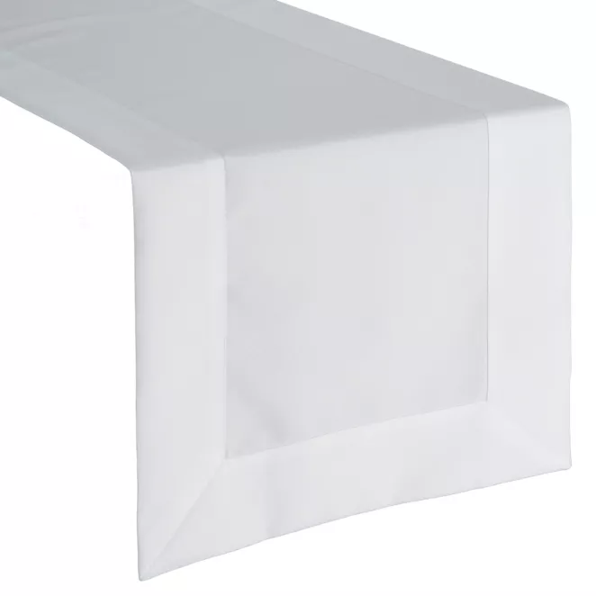 Bieżnik na stół 40x180 cm biały zdobiony kantą - LUCY - Eurofirany
