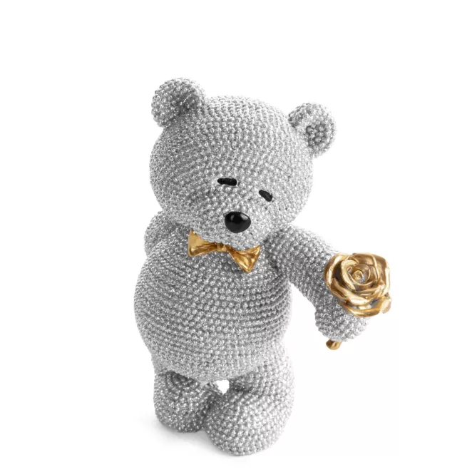 Figurka srebrna miś o drobnym strukturalnym wzorze 10x7x13 cm ELDO Eurofirany