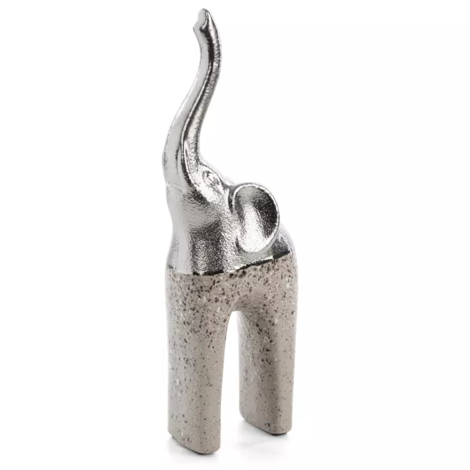 Figurka dekoracyjna srebrna w kształcie słonia 12x7x35 cm LAILA Eurofirany