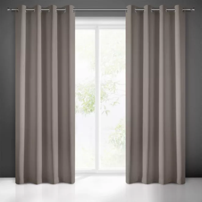 Zasłona jasnobrązowa z matowej gładkiej tkaniny 140x250 cm przelotka RITA Eurofirany