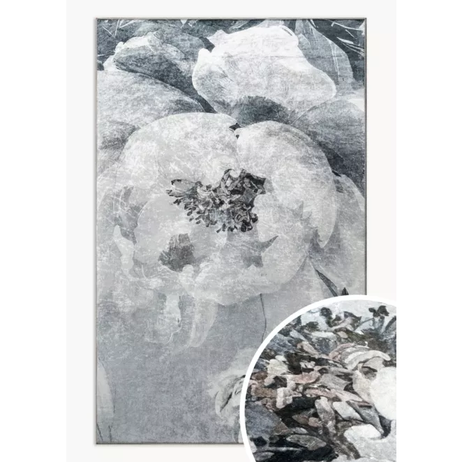 Dywan 50x80 cm jasnoszaro, srebrny z motywem kwiatów LOTUS 4 Eurofirany