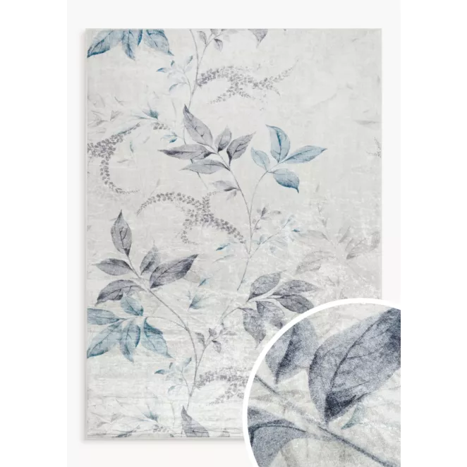 Dywan 50x80 cm kremowo, niebieski zdobiony motywem roślinnym LOTUS 6  Eurofirany