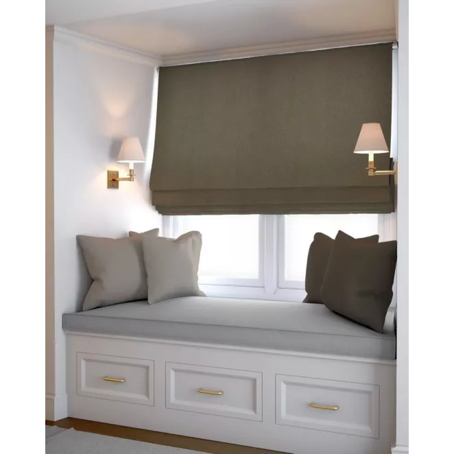 Roleta rzymska brązowa z miękkiej tkaniny z efektem melanżu