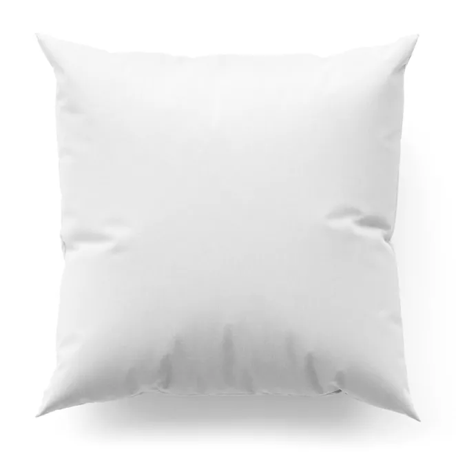 Poszewka szyta biała z gładkiej tkaniny typu dimout wykończona obciążnikiem