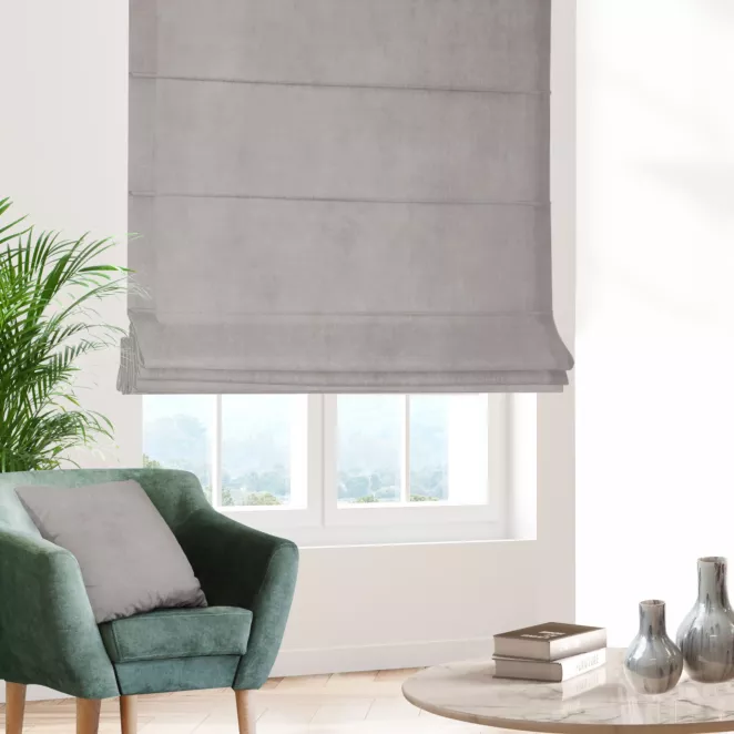 Roleta rzymska ENYA stalowa z miękkiej półmatowej tkaniny welwetowej