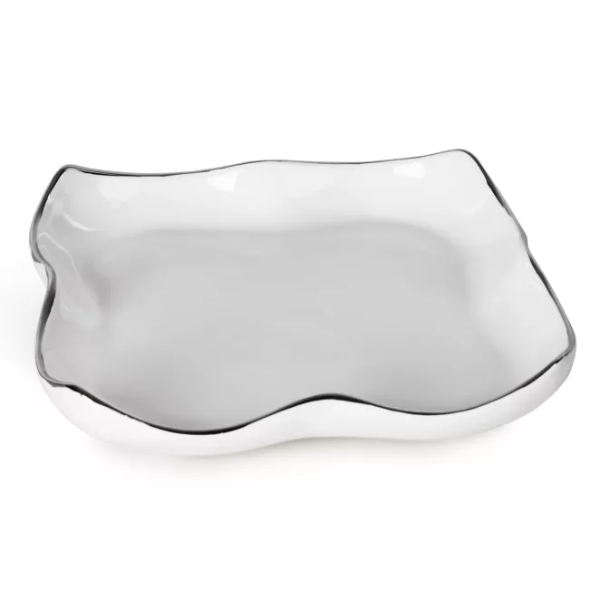 Patera dekoracyjna z falującymi brzegami i srebrnymi akcentami TONY Eurofirany