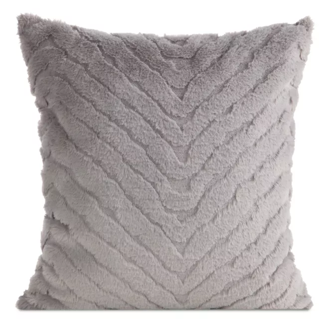 Poszewka na poduszkę 45x45 cm srebrna futrzana z wytłaczanym wzorem KATE Eurofirany