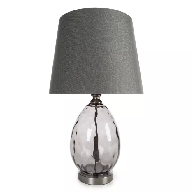 Lampa stołowa nocna grafitowa MAYA z podstawą z dymionego szkła Eurofirany