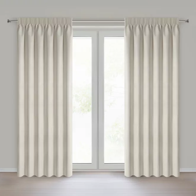 Zasłona ciemnokremowa 100% zaciemniająca blackout 140x270 cm taśma - CARLY Eurofirany