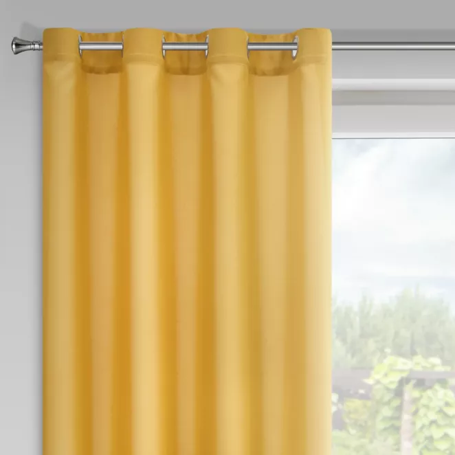 Zasłona musztardowa z matowej gładkiej tkaniny 140x175 cm przelotka RITA Eurofirany