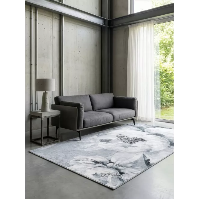 Dywan 120x160 cm jasnoszaro, srebrny z motywem kwiatów LOTUS 4 Eurofirany