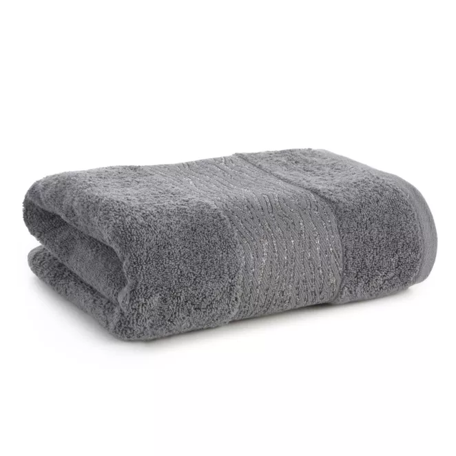 Ręcznik do rąk 30x50 cm bawełniany kolor stalowy z błyszącą bordiurą AMBER Eurofirany