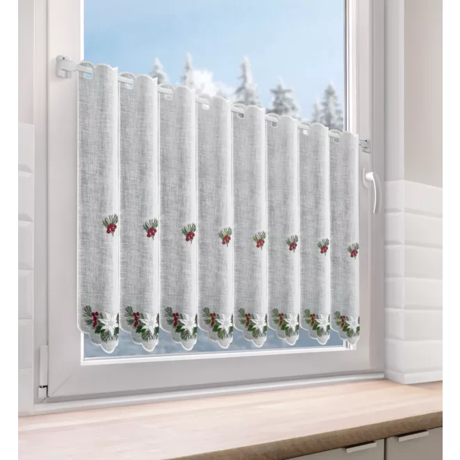Tkanina firanowa zazdrostka z świątecznym haftem Eurofirany