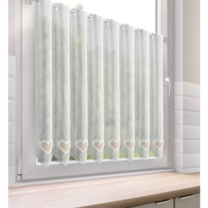 Tkanina firanowa zazdrostka zdobiona haftowaną aplikacją Eurofirany