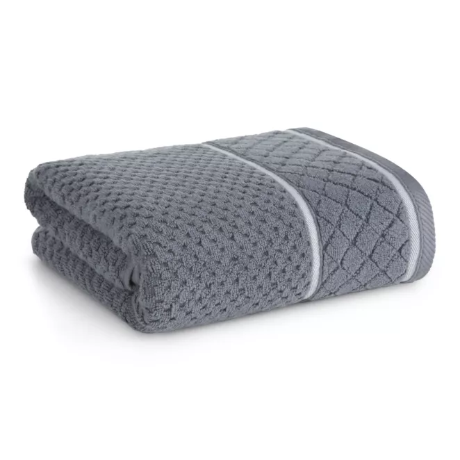 Ręcznik do rąk 30x50 cm bawełniany kolor stalowy o strukturze krateczki z ozdobną bordiurą 500 g/m2 FAVORI Eurofirany