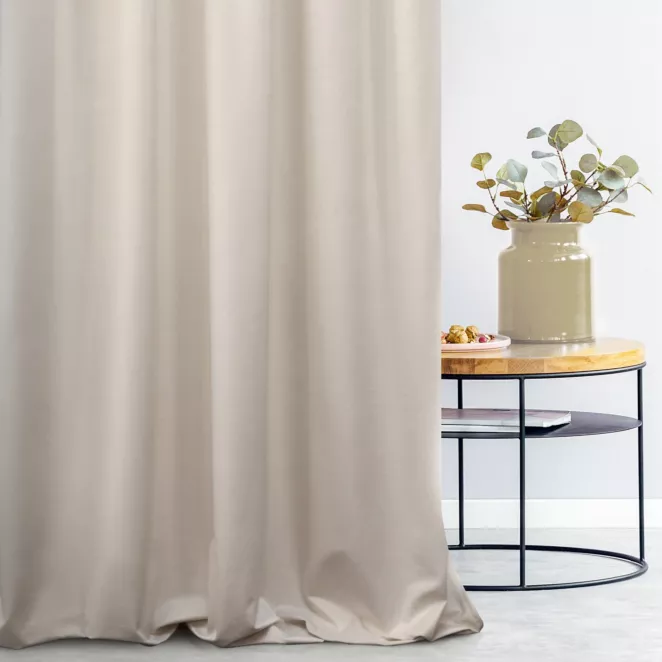 Zasłona szyta na taśmie fala jasnobeżowa z miękkiej tkaniny welwetowej