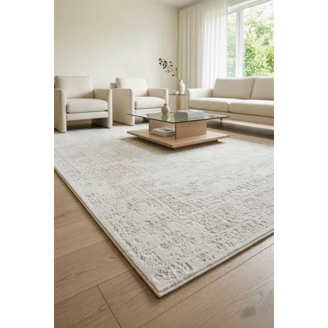 Dywan 60x100 cm kremowo, beżowy z subtelnie ornamentowym wzorem NOVA3 Eurofirany