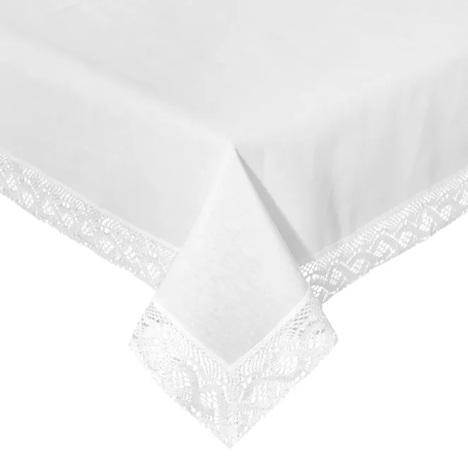 Obrus na stół 140x220 cm biały zdobiony koronką - SUSAN - Eurofirany