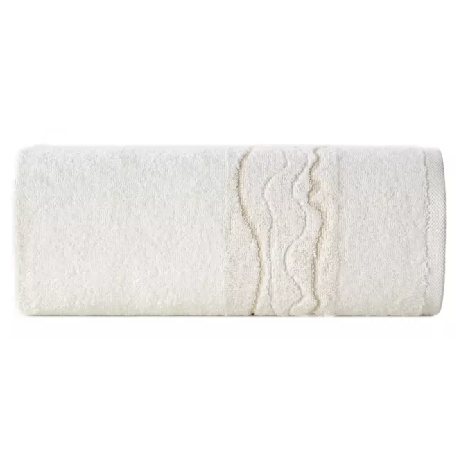 Ręcznik bawełniany KARIN zdobiony bordiurą z błyszczącym wzorem Eurofirany