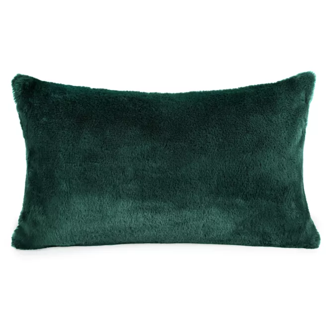 Poszewka na poduszkę 30x50 cm ciemnozielona z miękkiej futrzanej tkaniny NINA Eurofirany