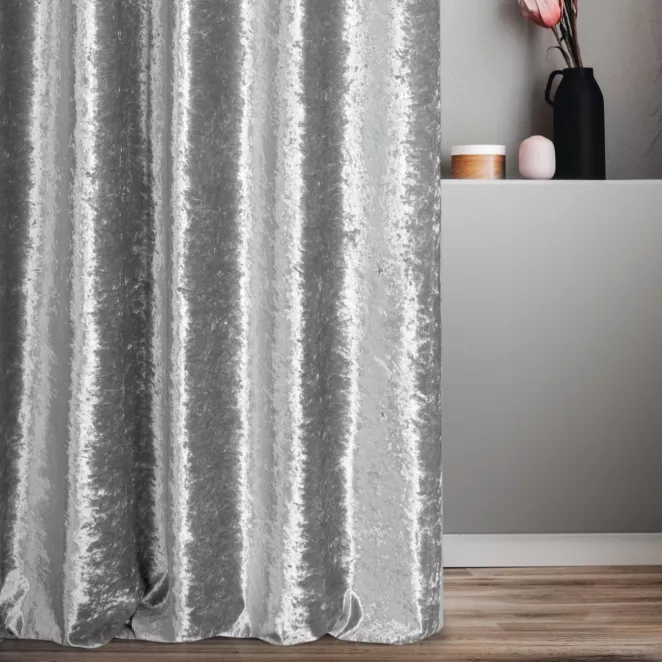 Tkanina zasłonowa z błyszczącego welwetu i efektem kreszowania Eurofirany