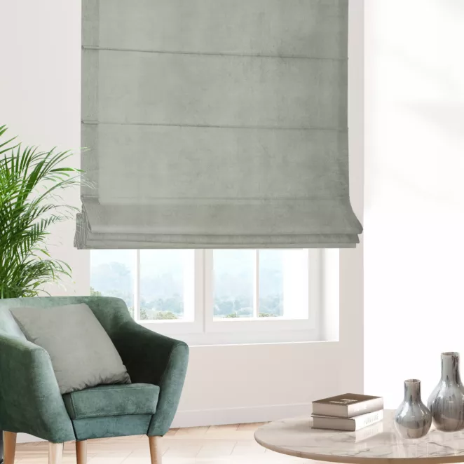 Roleta rzymska ENYA stalowa z miękkiej półmatowej tkaniny welwetowej