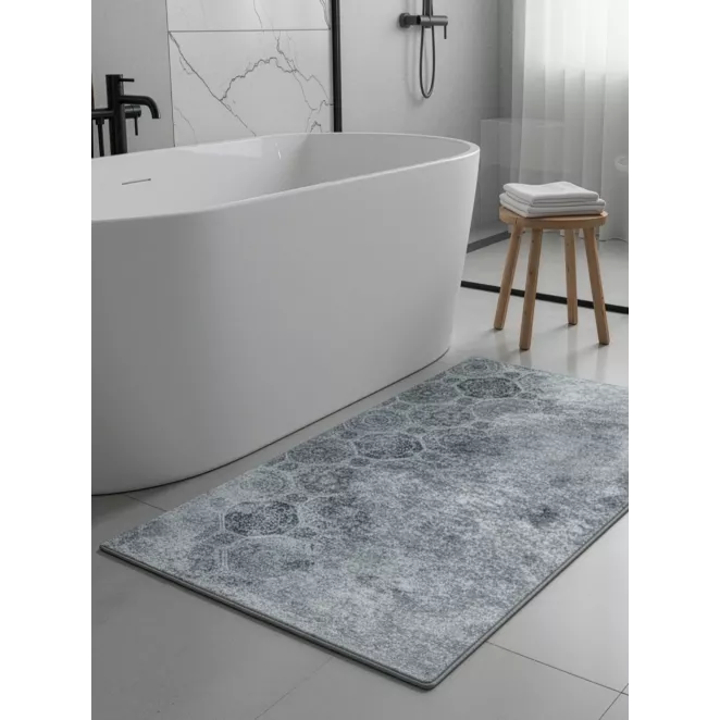 Dywan 80x140 cm srebno, szary zdobiony motywem ornamentów LOTUS 7 Eurofirany