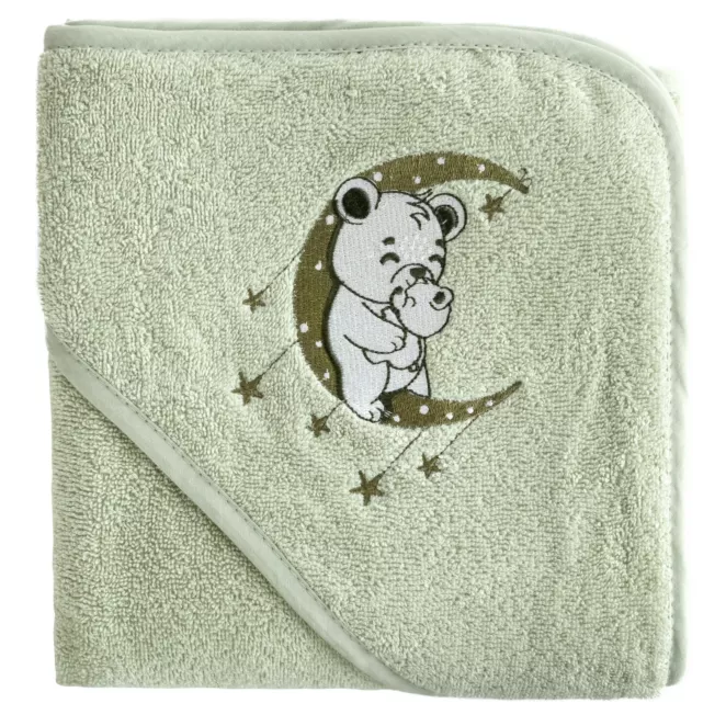 Ręcznik kąpielowy dziecięcy 100x100 cm bawełniany kolor miętowy z kapturem i aplikacją  400 g/m2 BABY 73 Eurofirany