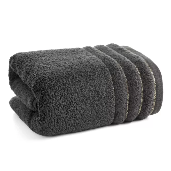 Ręcznik kąpielowy 50x90 cm bawełniany kolor stalowy z błyszczącą bordiurą 500 g/m2 NADINE Eurofirany