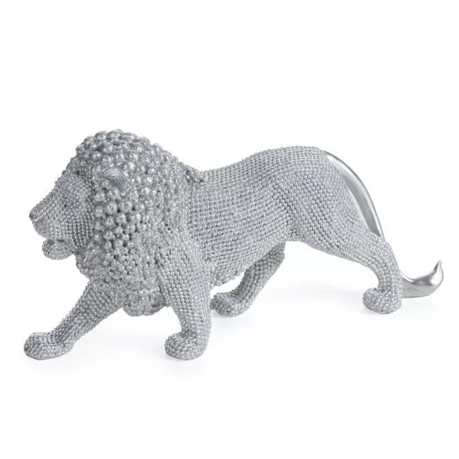 Figurka srebrna w kształcie Lwa o drobnym strukturalnym wzorze 23x6x12 cm ELDO 1 Eurofirany