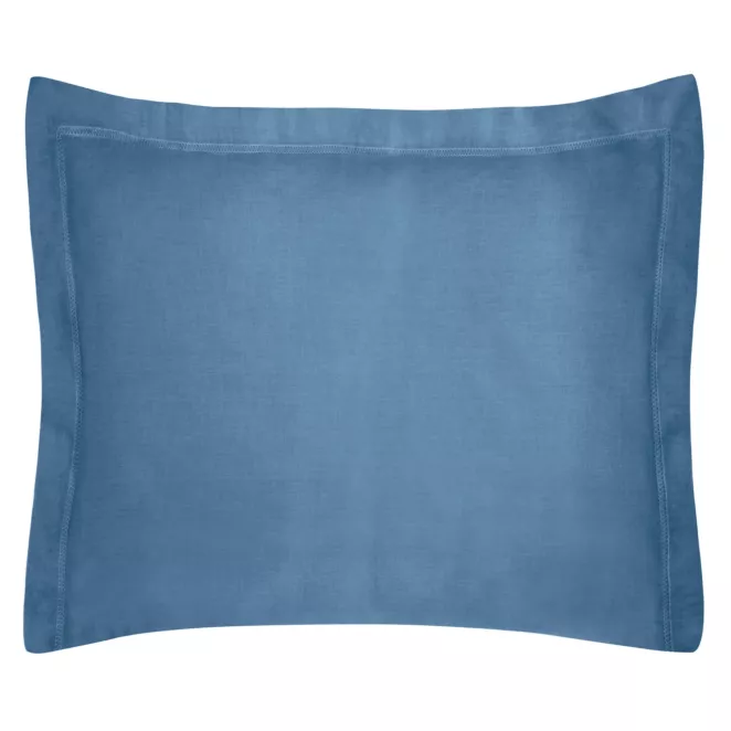 Poszewka na poduszkę 70x80 cm bawełniana z satynowym połyskiem i ozdobną kantą ciemnoniebieska NOVA COLOUR Eurofirany