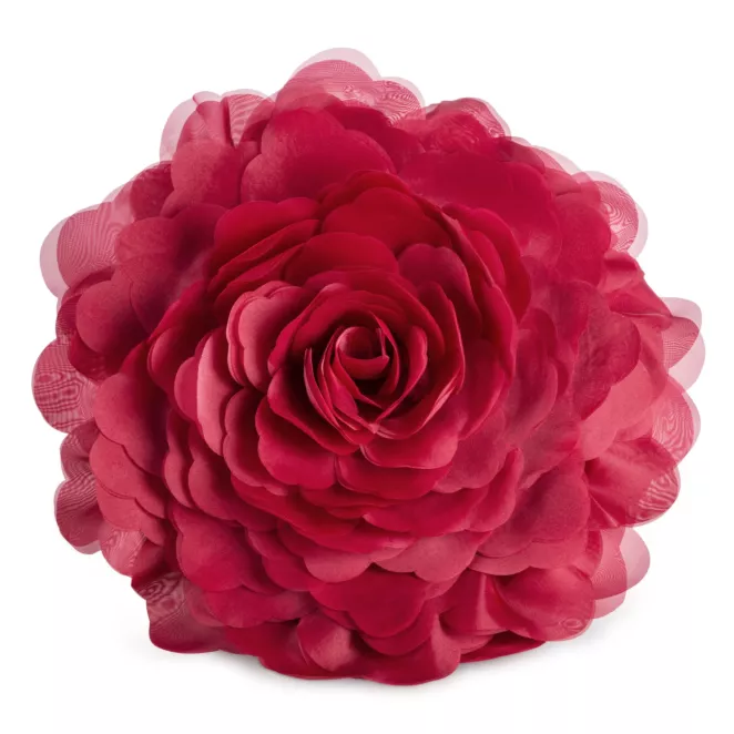 Okrągła poszewka o średnicy 40 cm kolor bordowy zdobiona kwiatem 3D FLORES 6 Eurofirany