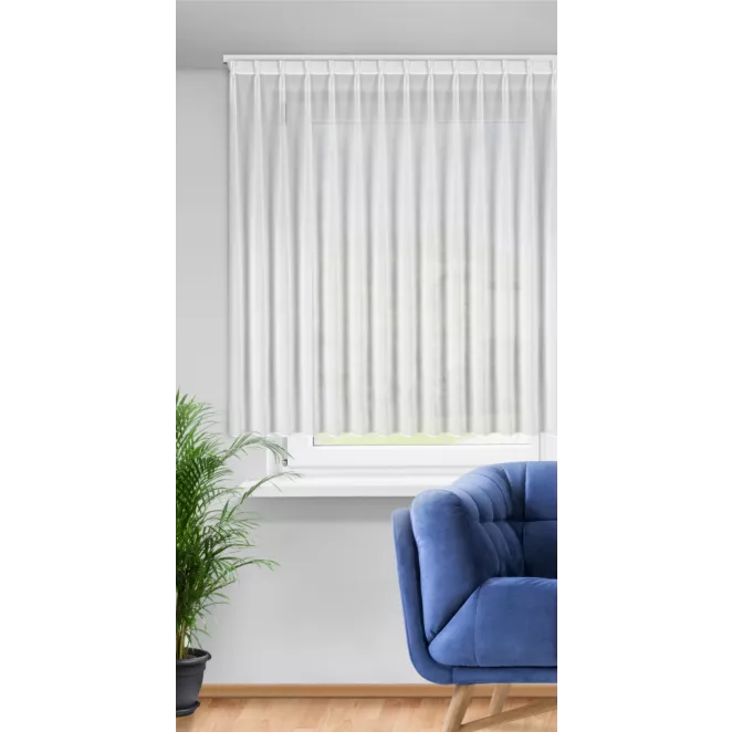 Firana biała z szyfonu 230x170 cm taśma typu FLEX - RUBY Eurofirany