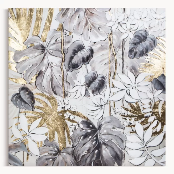 Obraz ręcznie malowany na płótnie z motywem egzotycznych roślin