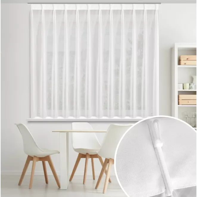 Firana biała z gładkiego woalu 230x170 cm system flex - LUCY Eurofirany