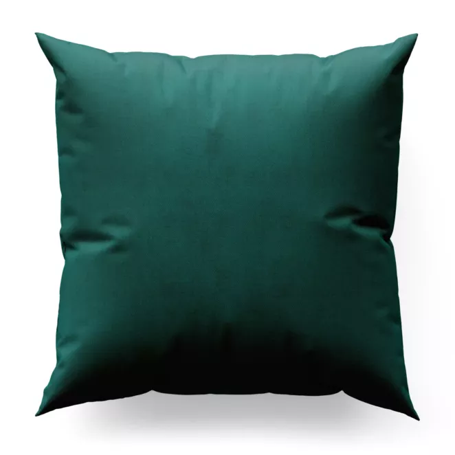 Poszewka szyta ciemnozielona z miękkiej półmatowej tkaniny welwetowej