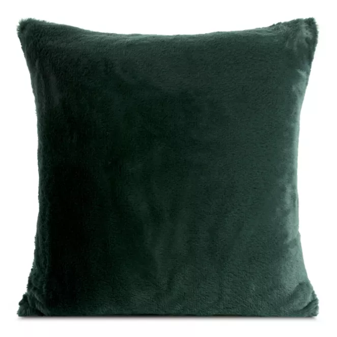 Poszewka na poduszkę 60x60 cm ciemnozielona z miękkiej futrzanej tkaniny NINA Eurofirany