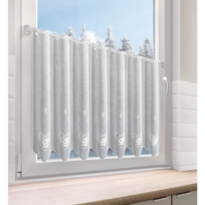 Tkanina firanowa zazdrostka zdobiona haftem z akcentem świątecznym Eurofirany