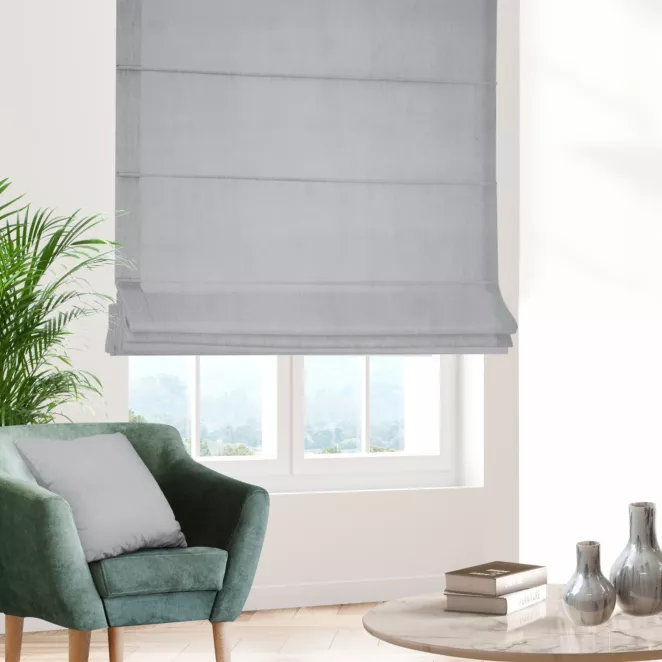 Roleta rzymska srebrna z miękkiej tkaniny welwetowej