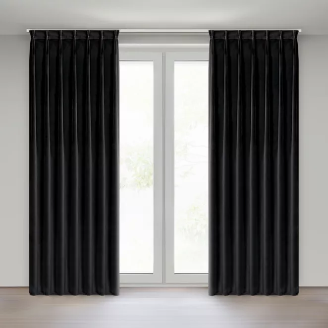 Zasłona czarna z welwetowej tkaniny 80x270 cm system flex - MELANIE Eurofirany