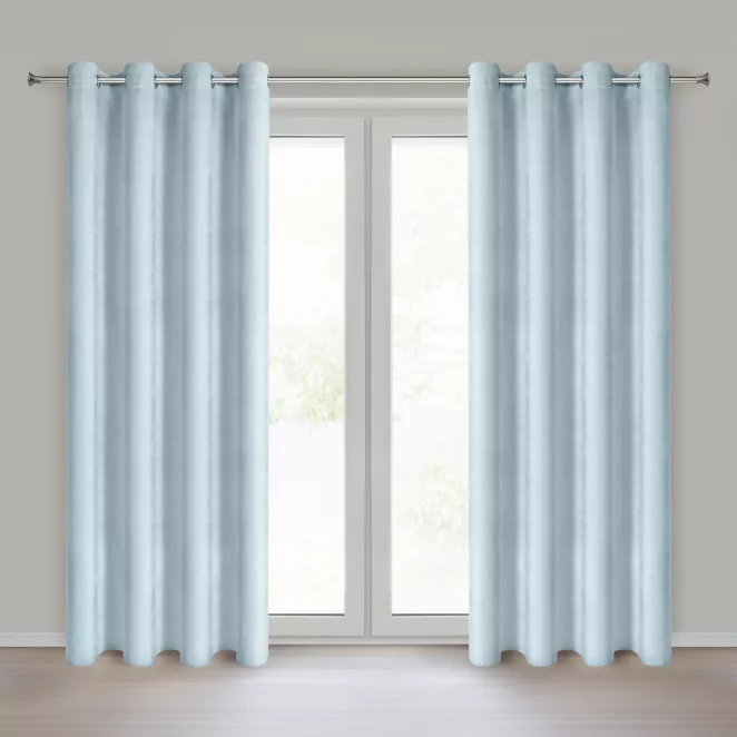 Zasłona błękitna z szenilowej tkaniny 140x250cm przelotki - VANI Eurofirany