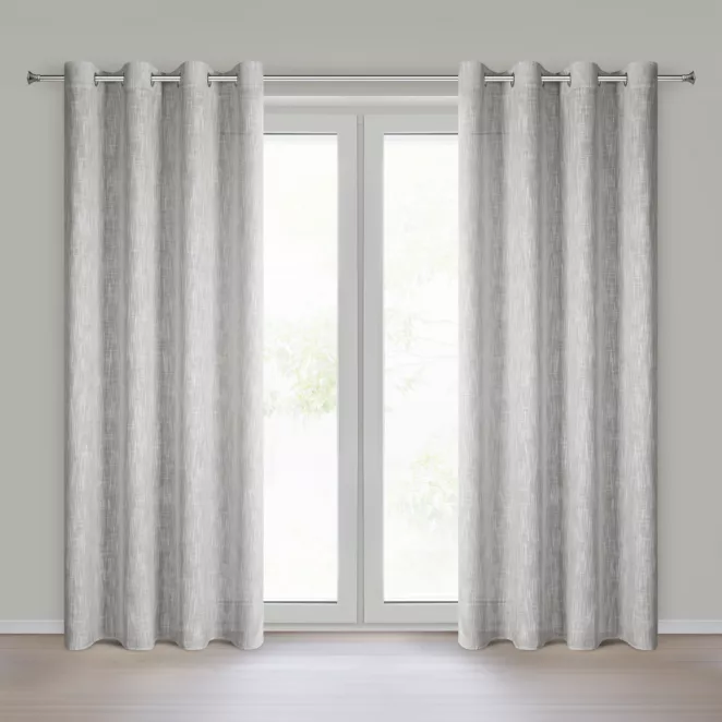 Zasłona beżowa o naturalnym splocie z efektem melanżu 140x250 cm przelotka - MADI Eurofirany