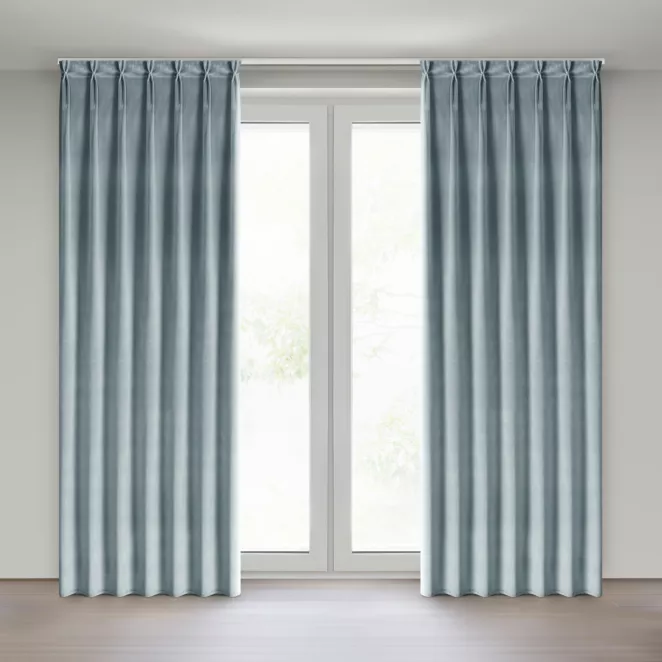 Zasłona srebrna z welwetowej tkaniny 80x270 cm system flex - MELANIE Eurofirany