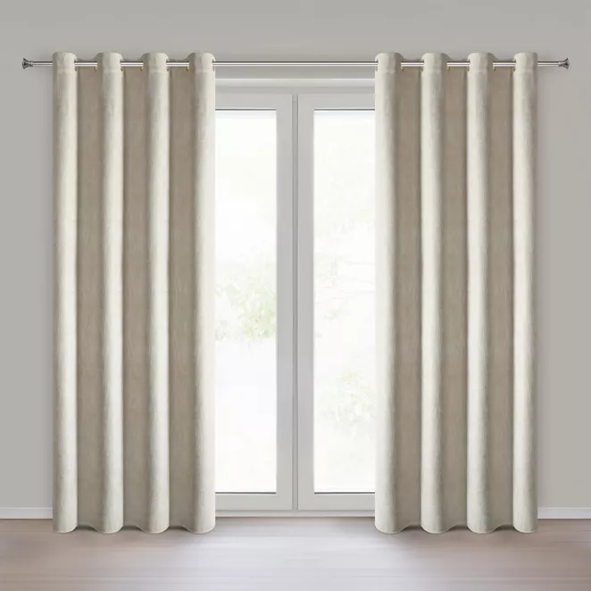 Zasłona szampańska z szenilowej tkaniny z błyszczącą nicią 140x250 cm złota przelotka - BITSY  Eurofirany