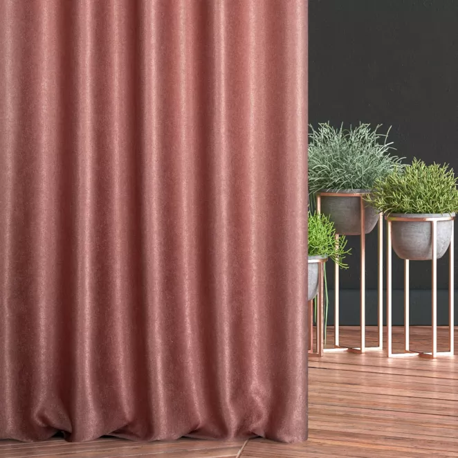 Zasłona szyta na taśmie fala wrzosowa z gładkiej, zaciemniającej tkaniny z wyraźnym splotem