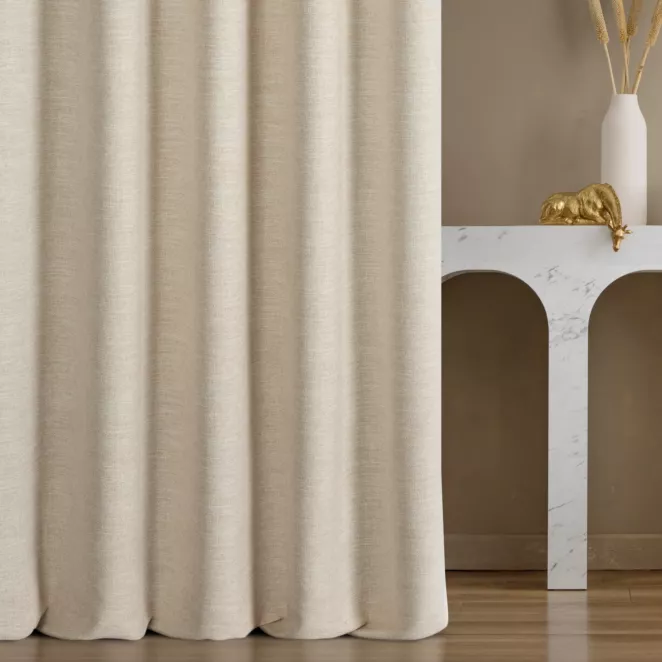 Zasłona szyta na taśmie fala naturalna tkanina o naturalnym charakterze z efektem melanżu
