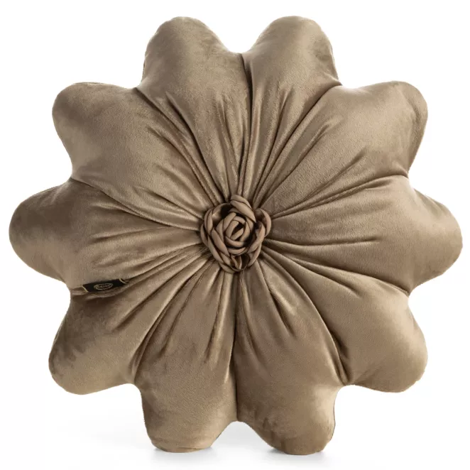 Poduszka w kształcie kwiatka o średnicy 40 cm welwetowa beżowa FLORES 5 Eurofirany